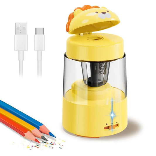 ZMOL Lion Electric Pencil Sharpener for Colored Pencils, Rechargeable | Auto Stop, Kids Portable ,Battery Operated, for No.2/(6-8mm), for Home/Classroom/Office - color: Yellow