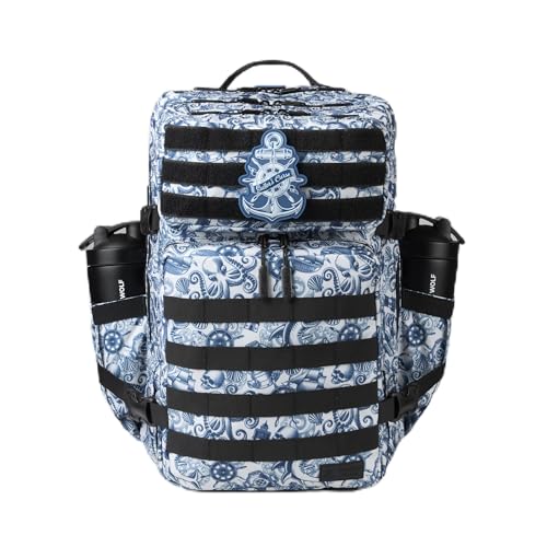 WOLFpak 45L Athletic Gym Backpack - Durable 1000D Waterproof Oxford Material with MOLLE Webbing, Laptop Pocket - color: Sailor's Curse