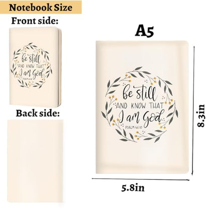 Beige Christian Hard Shell Journal Notebook, Bible Verse Gifts for Women, College Ruled Notebook, Inspirational Hardcover Notebooks, Journals for Writing Planner Note Taking 200 Sheets (5.8 x 8.3)-2 - color: Multi 1153