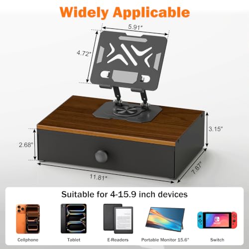 Lyuwanxian 360°Rotation Tablet Holder Stand with Drawer,Adjustable Tablet Stand for Desk,Compatible with 4.7-16.9" iPads, Surface Tablets, Portable Monitors, Kindle & More