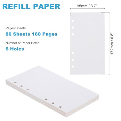 PATIKIL A6 Dot Grid Paper 6-Ring Binder Loose Leaf Planner Filler Paper Planner Inserts, 80 Sheets/160 Pages, Lined - size: A6, style: Dot Grid