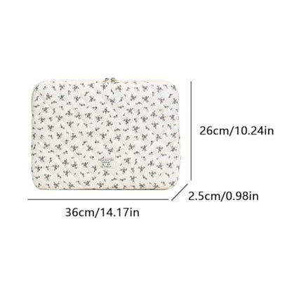 14 inch Maple Leaf Soft Pad Tablet Bag Embroidery Puffy Protective Case Shockproof Cute Quilted Laptop Sleeve Commute Work Study Bag - color: Black Leaf