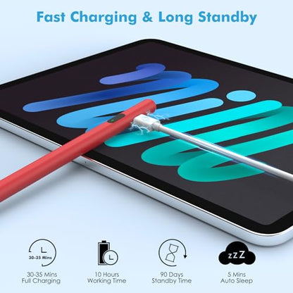 Moko Universal Capacitive Stylus Pencil for Touch Screen, Red - color: Red