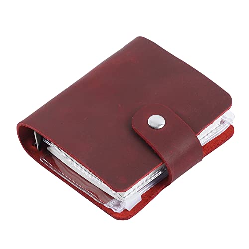 A9 Genuine Leather Journal, Red Handmade Leather Pocket Size Binder Planner, Mini Vintage Leather Planner, 120 Sheets Pages, Loose Leaf 3-Ring with Snap Button Closure (Red) - color: Red