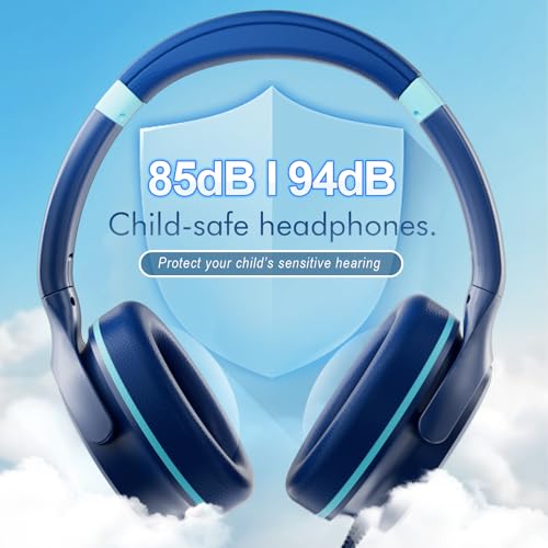 ADOOPE Kids Headphones with Safe 85dB/94dB Volume Limiter for Child/Teens, Foldable HD Stereo Sound Headset for Kindle Kids/fire Tablet/iPad/Laptop, Headphones with Microphone - color: Blue