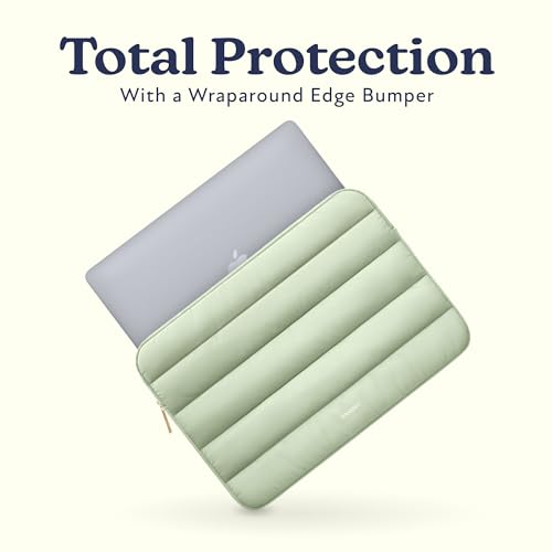 Vandel Puffy Laptop Sleeve Case for 13-14 inch Laptop Sleeve Bag Case 13.3 Inch with Zipper Pocket, Compatible with MacBook Air 13, Pro 14/13 iPad Pro 12.9, HP Dell ASUS, Computer Bag Cover - color: Sage