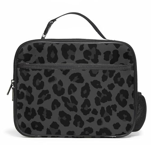 WOBAGMEN Leopard Lunch Box for Kids, Cute Insulated Lunch Bag for Boys Girls,Waterproof Lunch Box with Water Bottle Holder for Teens Adults Picnic Travel Back to School (Black Leopard) - color: Black Leopard