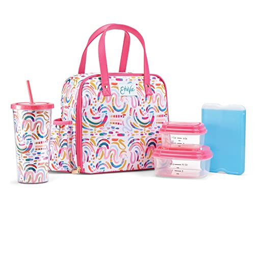 Fit & Fresh Lunch Bag For Women, Insulated Womens Lunch Bag For Work, Leakproof & Stain-Resistant Large Lunch Box For Women With Containers, Tumbler and Ice Pack, Zipper Closure Wichita Bag Rainbow - color: Rainbow