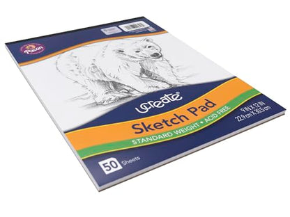 UCreate Sketch Pad,Standard Weight,9" x 12",50 Sheets,(Pack of 12) - size: 50 Count (Pack of 12)