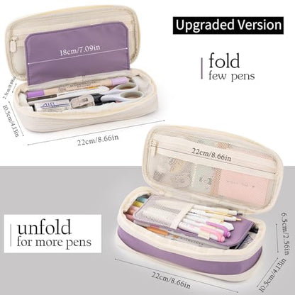 EASTHILL Big Capacity Pencil Case Large Pencil Pouch Stationery Pen Bag for Teen Girls-Purple - color: Purple