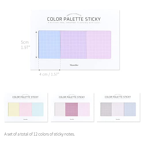 Monolike Color Palette Sticky Grid 300 B Set 4p - Self-Adhesive Memo Pad 30 Sheets - color: Grid 300 B
