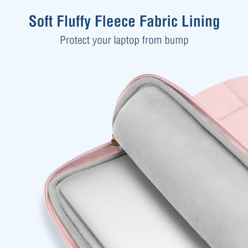 MOSISO Laptop Case 13.3 inch,13-13.3 inch Puffy Laptop Sleeve Compatible with MacBook Neo 13/Air 13 13.6/Pro/Pro 14,HP Dell ASUS Lenovo,Rectangle Quilted Bag with Handle&Flower Pendant, Pink - color: Pink, size: 13.3 inch