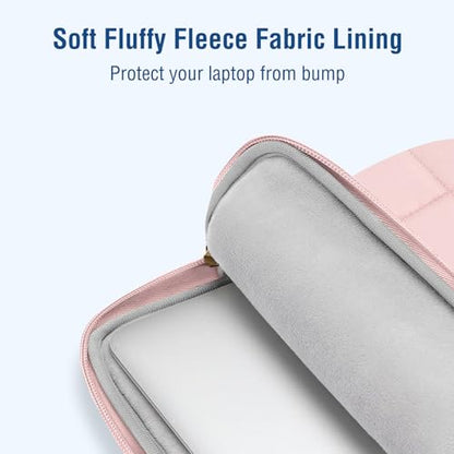 MOSISO Laptop Case 13.3 inch,13-13.3 inch Puffy Laptop Sleeve Compatible with MacBook Neo 13/Air 13 13.6/Pro/Pro 14,HP Dell ASUS Lenovo,Rectangle Quilted Bag with Handle&Flower Pendant, Pink - color: Pink, size: 13.3 inch