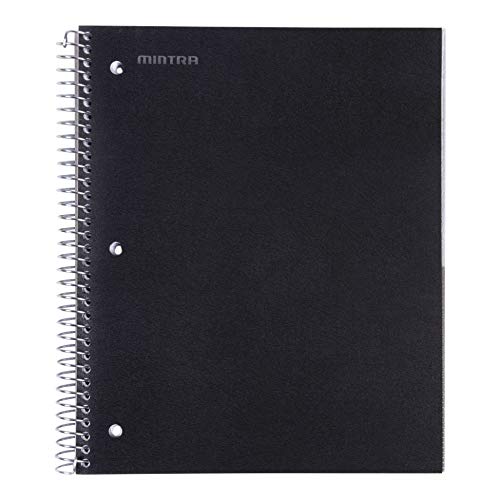 Mintra Office Durable Spiral Notebooks, 3 Subject (aBlack, Blue, Red, Wide Ruled 3pk) - color: aBlack, Blue, Red, size: Wide Ruled 3pk