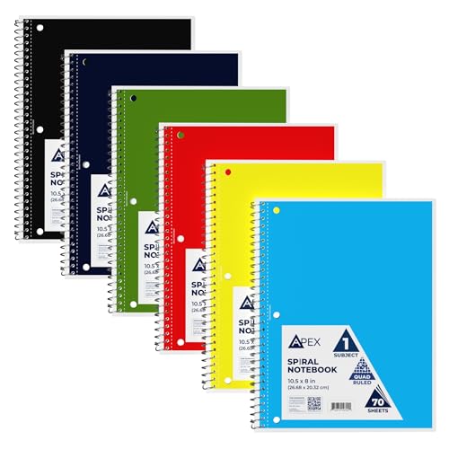 E-CLIPS USA Graph Paper Notebook, Spiral Graph Paper Notebook, Grid Notebook, Quad Ruled Notebook, 8 x 10.5, 4 x 4 Square Per Inch, (6 Pack) - size: 6 Pack