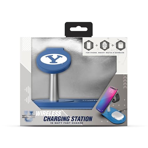 SOAR Collegiate 3-in-1 Wireless Charging Station - color: BYU Cougars