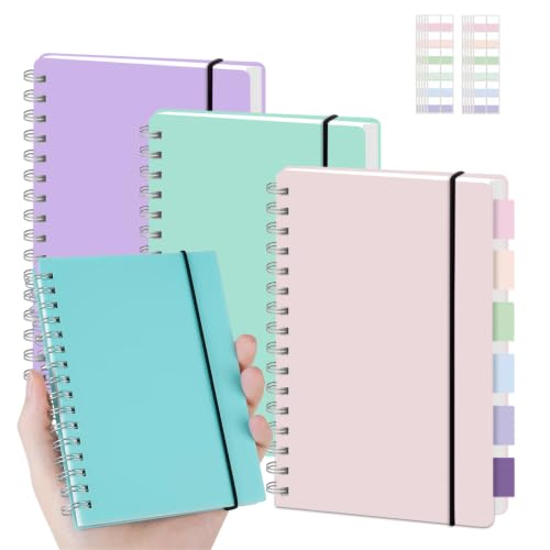PAIKIUU 3.5 x 5.5in Spiral Notebooks College Ruled, Mini Spiral Notebook, Waterproof (Blue) - size: 3.5 x 5.5in, style: Style 4