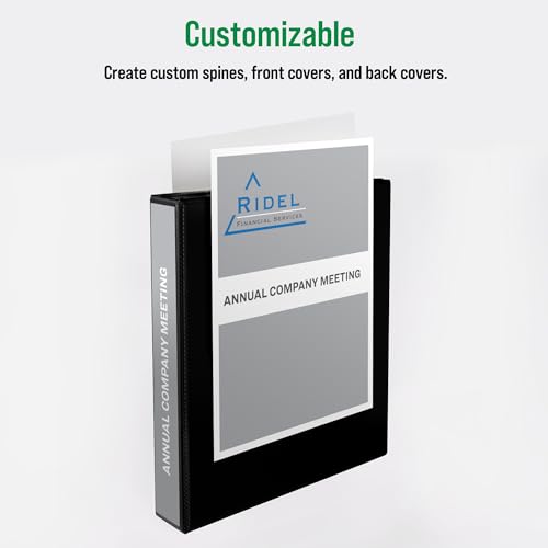 Office Essentials Economy View 3 Ring Binders, 1.5" Round Rings, 2.1" Spine, 275-Sheet Capacity, Black Binders (4-Pack of 03129) - size: 1.5"