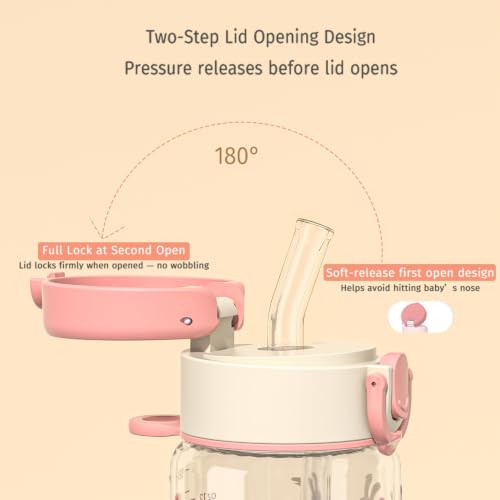 Evorie Tritan Kids Water Bottle with Straw, 13oz BPA-Free Leak-Proof Drinking Bottle for School & Travel, Lightweight Clear Water Bottle, Dishwasher Safe, for Kids Ages 3+ (Pink Rabbit) - color: Pink Rabbit