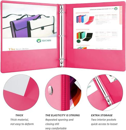 XUCHUN 3 Ring Binders 1 Inch,Clear View Binder with 2 Pockets, Holds 225 Sheets 8.5x11 Inches Paper, Customizable Cover & Spine,Binders for Office, School, Home, Business,6 Pack - color: 6pack 1 Inch 3 Ring Binder, size: 1 Inch binders