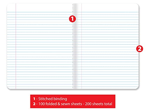 Better Office Products Composition Book Notebook - Hardcover, College Ruled (9/32-inch), 100 Sheet, One Subject, 9.75" x 7.5", Black Cover-12 Pack