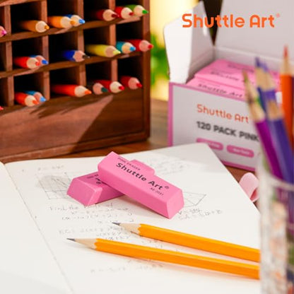 Pink Erasers, Shuttle Art 120 Pack Pink Erasers Bulk for School, Office, Latex-Free Soft Eraser for Kids, Teachers as School Supplies - color: Pink