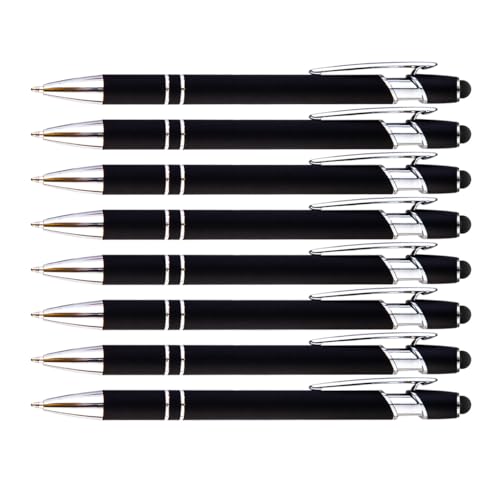 PASISIBICK 8 Pack Black Ballpoint Pens 2-in-1 Stylus Retractable Metal Stylus Pen for Touch Screens with Stylus tip, 1.0 mm Black Ink - color: 8 Pieces Black Ballpoint Pens