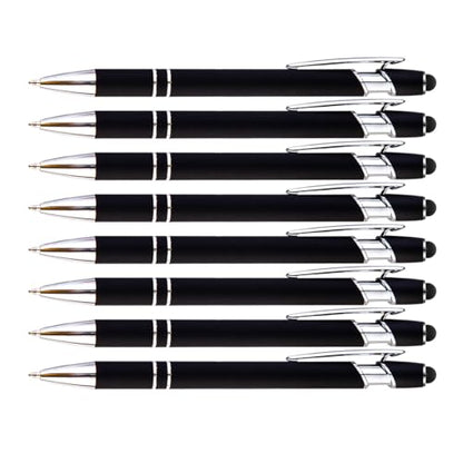 PASISIBICK 8 Pack Black Ballpoint Pens 2-in-1 Stylus Retractable Metal Stylus Pen for Touch Screens with Stylus tip, 1.0 mm Black Ink - color: 8 Pieces Black Ballpoint Pens