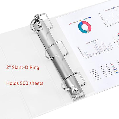 Amazon Basics 3 Ring Binders, 2 Inch, D-Ring Organizer for School, Home Office, White, 4 Pack - size: 4-Pack, style: 2-inch