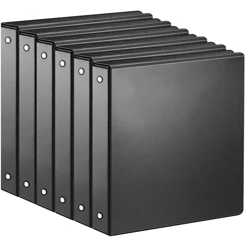 SUIN 1-inch 3 Ring Binder with 2 Interior Pockets, 1''Durable Binders Holds US Letter Size 8.5'' x 11'' Paper - Versatile Binders for Office, Home, and School Use, 6 Pack Black - color: Black