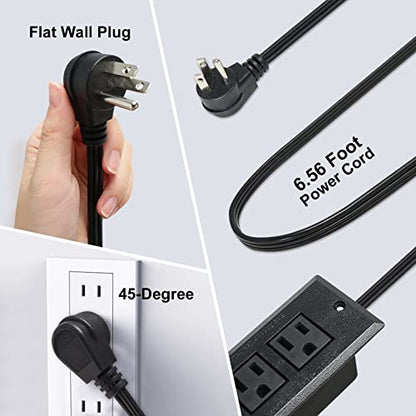 Desktop Recessed Power Strip with USB Flush Mount Power Socket 2 Outlets 3 USB Ports (15W/3A) Flat Plug Charge Station for Table Cabinet Sofa Counter - color: Black
