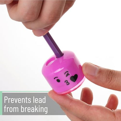 Mr. Pen- Pencil Sharpeners Manual, 48 Pack, Dual Hole, Smiley | Bulk Handheld Pencil Sharpener, Compatible with Standard and Jumbo Pencils, Snap-on Lid, Stainless Steel Blade - size: 48 Pack