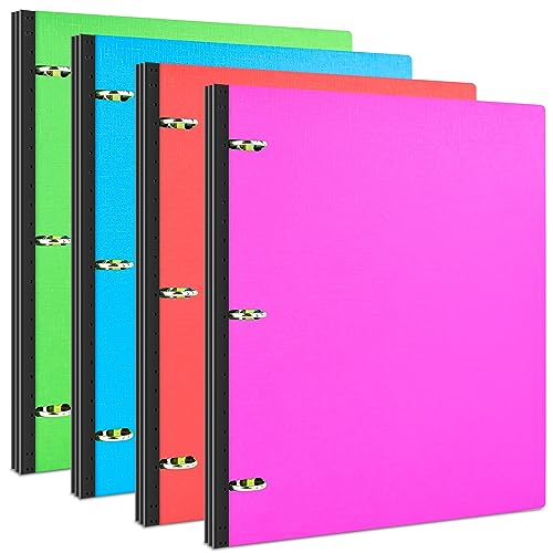 INFUN Telescoping 3 Ring Binder - 4PCS, Portable Plastic 3 Ring Binder with Telescoping Spine, Binders with Foldable Front Cover Holds 8.5"x11" Paper for School, Office, Homes - color: Red+pink+ Blue+green, size: 0.75 Inch, style: 4 PCS