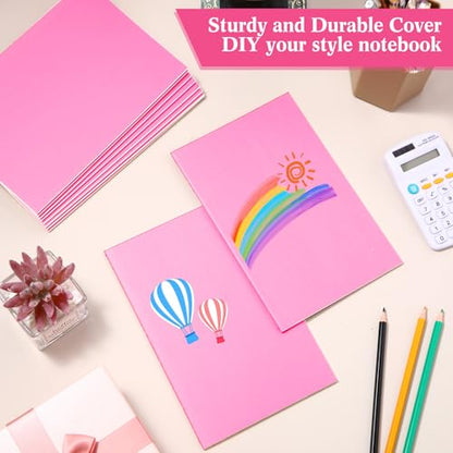 Mimorou 100 Pcs Journals Notebooks Bulk - Kraft Softcover A5 Small Notebooks 5.5 Inch x 8.3 Inch Notepads with 60 Page 30 Sheet for Writing Sketch Travel Office Supplies(Pink,Lined) - color: Pink, style: Lined