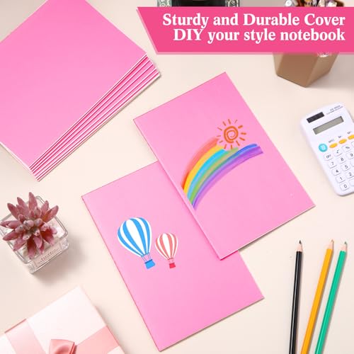Mimorou 100 Pcs Journals Notebooks Bulk - Kraft Softcover A5 Small Notebooks 5.5 Inch x 8.3 Inch Notepads with 60 Page 30 Sheet for Writing Sketch Travel Office Supplies(Pink,Lined) - color: Pink, style: Lined
