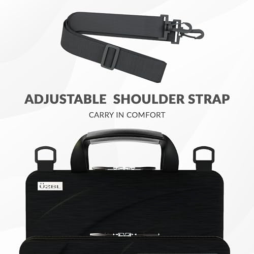 UZBL 11-11.6 Inch Always-on Chromebook Protective Hard Case with Accessory Pouch and Adjustable Shoulder Strap - color: Black Fabric