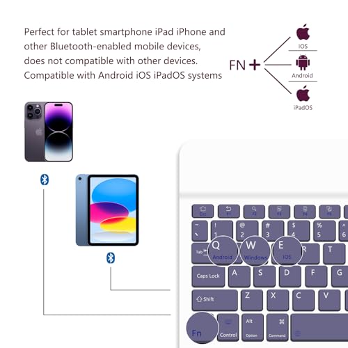 for Bluetooth Keyboard, Cute Tablet Stand Adjustable Adjustable & Foldable, Wireless Rechargeable Keyboard for iPad, iPad Pro/Mini/Air， Samsung Xiaomi Tablets, etc - Lavender - color: A-Keyboard-Lavender