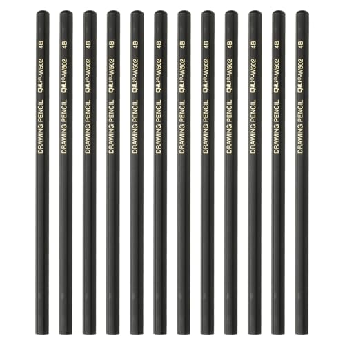 PATIKIL 12Pcs 4B Drawing Pencils for Sketching, Hexagonal Sketch Pencils for Drawing Writing Art Sketching Artists Beginners, Black - style: 4B