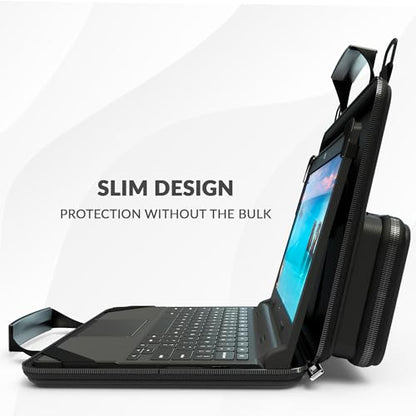 UZBL 11-11.6 Inch Always-on Chromebook Protective Hard Shell Case Cover with Pouch and Shoulder Strap, Fits MacBook Neo 13 inch - color: Deep Blue