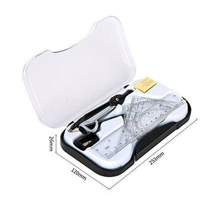LUNIZ Drawing Compass Math Geometry Kit Set Math Tool Kit with Storage Box Geometry Tool Set Metal Geometry Drawing Tools for Students Compasses Drafting Tools
