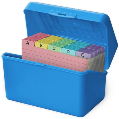 Olivo 4x6 Index Card Holder Box with 100 Cards Dividers Tabs 4"x 6", Blue - color: Blue, size: 4" x 6"