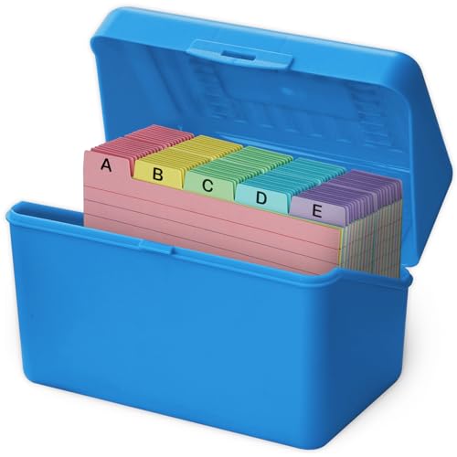 Olivo 4x6 Index Card Holder Box with 100 Cards Dividers Tabs 4"x 6", Blue - color: Blue, size: 4" x 6"