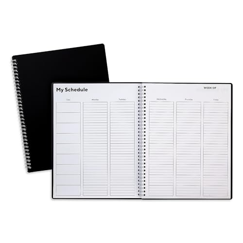 TRU RED Academic Weekly Teacher Planner, 8.5 x 11 Inch, Lesson Planning & Scheduling Layout, Black, Undated School Planner, 3 Pack - style: 3 Pack