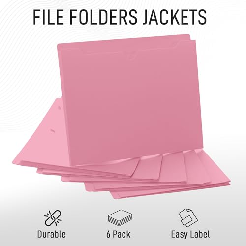 Pink File Jackets, 1 Inch Expansion, Letter Size, Reinforced Straight-Cut Tab, 6 Pack - color: Pink, style: 1 Inch Expansion