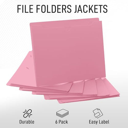 Pink File Jackets, 1 Inch Expansion, Letter Size, Reinforced Straight-Cut Tab, 6 Pack - color: Pink, style: 1 Inch Expansion