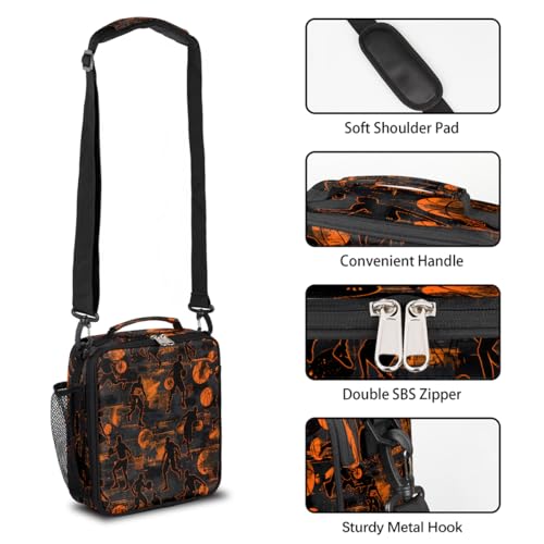 Pardick Graffiti Basketball Boys Lunch Box for School Insulated Kids Lunch Box Reusable Leakproof Lunch Bag Cooler Tote with Adjustable Shoulder Strap Back to School Gifts for Teens Boys - color: W-Fire Basketball