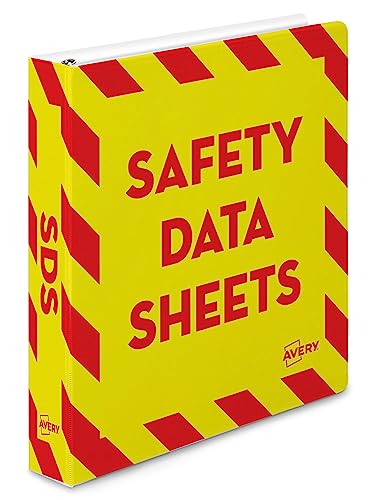 Avery Heavy-Duty Industrial SDS Binder, 1.5 One-Touch EZD Rings, 400-Sheet Capacity, Yellow/Red Border (18950) - size: 1.5", style: Heavy-Duty