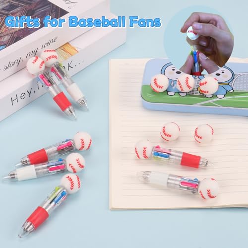 24 Pack Baseball Party Favors, 4-in-1 Multicolor Ballpoint Pens, Mini Retractable Baseball Pens, Goodie Bag Stuffers, Classroom Prizes, Birthday Gifts - style: Baseball