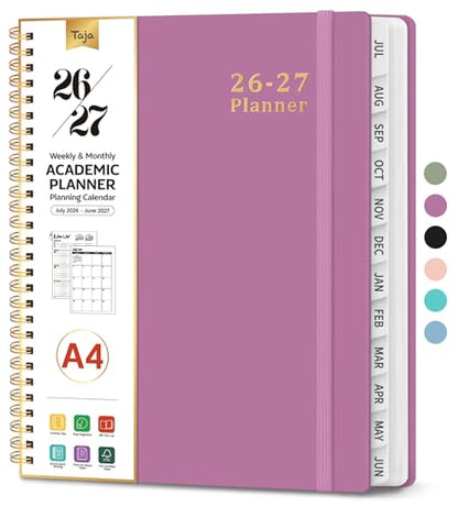 Planner 2026-2027, 8.5" x 11" Weekly and Monthly Academic Year Planner Calendar, July 2026 - June 2027, Hardcover Large School Planning Agenda With Tabs, Perfect for School & Office Supplies, A4, Purple - color: B-Purple, size: A4(8.5"x11")