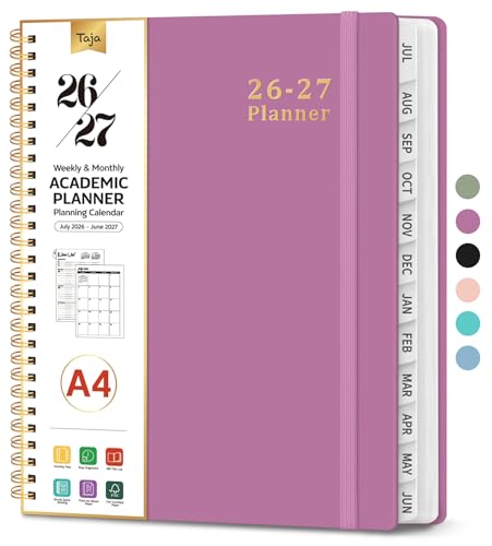 Planner 2026-2027, 8.5" x 11" Weekly and Monthly Academic Year Planner Calendar, July 2026 - June 2027, Hardcover Large School Planning Agenda With Tabs, Perfect for School & Office Supplies, A4, Purple - color: B-Purple, size: A4(8.5"x11")